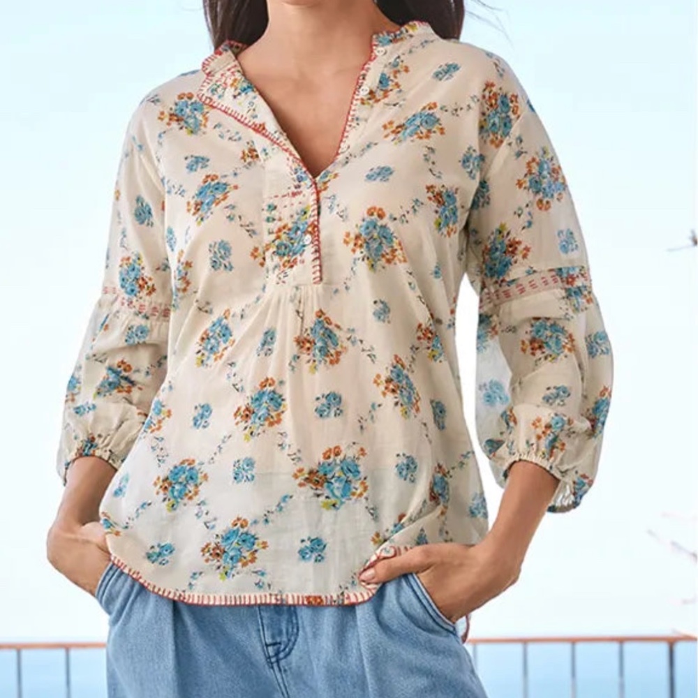 JOHNNY WAS  Leti Blouse In Multi Size S Floral